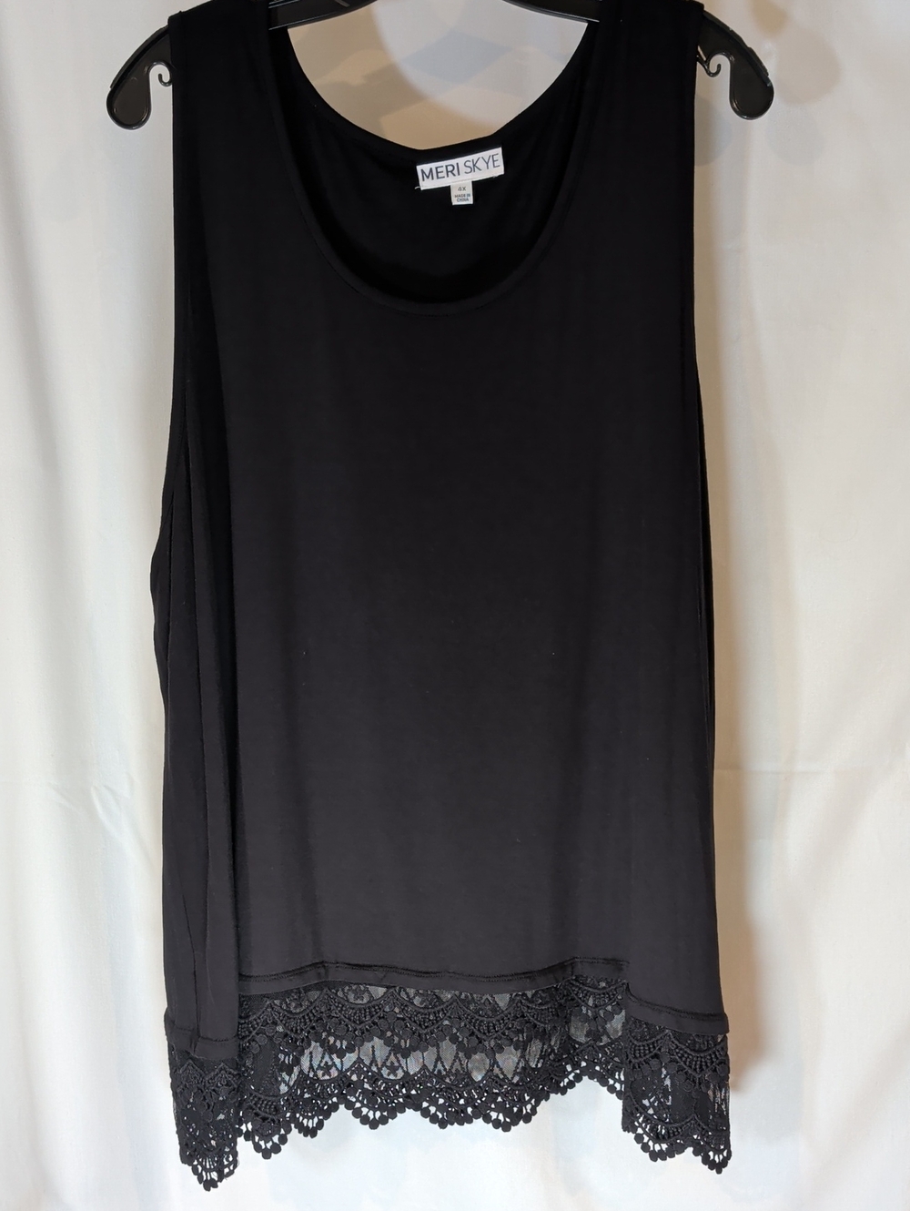 Meri Skye Black Lace-Hem Tank